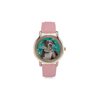 Staffordshire Bull Terrier Women's Rose Gold Leather Strap Watch - TeeAmazing