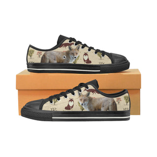 Fox Black Low Top Canvas Shoes for Kid - TeeAmazing