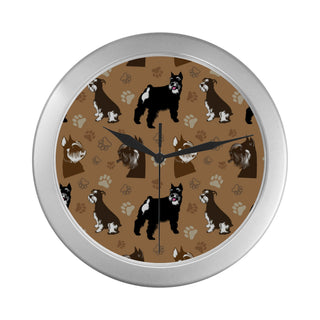 Miniature Schnauzer Pattern Silver Color Wall Clock - TeeAmazing