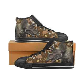 Triceritop Black Women's Classic High Top Canvas Shoes - TeeAmazing
