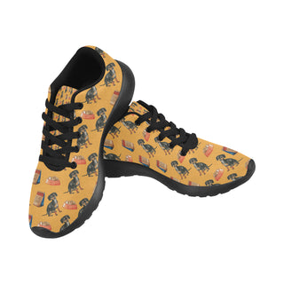 Dachshund Water Colour Pattern No.1 Black Sneakers for Women - TeeAmazing