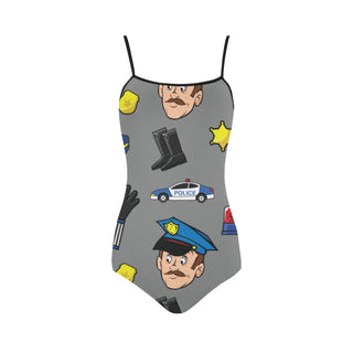 Cop Pattern Strap Swimsuit - TeeAmazing