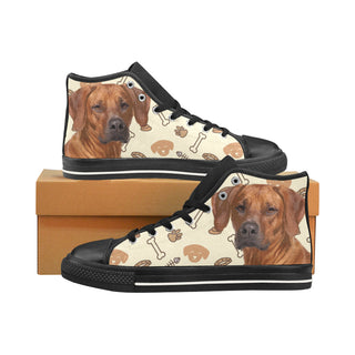 Rhodesian Ridgeback Dog Black Men’s Classic High Top Canvas Shoes /Large Size - TeeAmazing