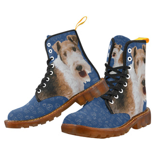 Wire Hair Fox Terrier Dog Black Boots For Men - TeeAmazing