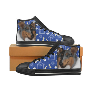 Collie Dog Black High Top Canvas Shoes for Kid - TeeAmazing