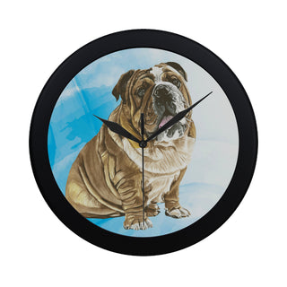 English Bulldog Water Colour No.1 Black Circular Plastic Wall clock - TeeAmazing