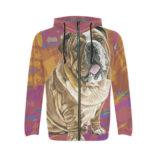 English Bulldog Water Colour No.2 All Over Print Full Zip Hoodie for Men - TeeAmazing