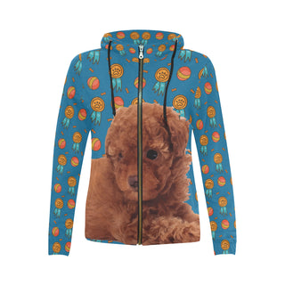 Baby Poodle Dog All Over Print Full Zip Hoodie for Women - TeeAmazing
