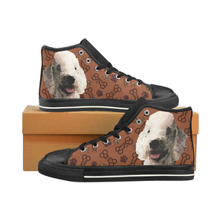 Bedlington Terrier Dog Black Men’s Classic High Top Canvas Shoes /Large Size - TeeAmazing