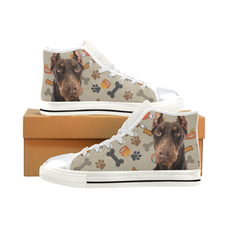 Doberman Dog White High Top Canvas Women's Shoes/Large Size - TeeAmazing