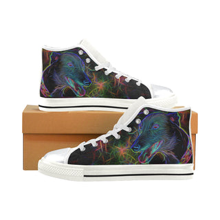 Greyhound Glow Design 1 White High Top Canvas Women's Shoes/Large Size - TeeAmazing