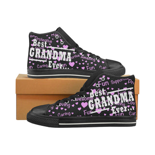 Best Grandma Ever Black High Top Canvas Women's Shoes/Large Size - TeeAmazing