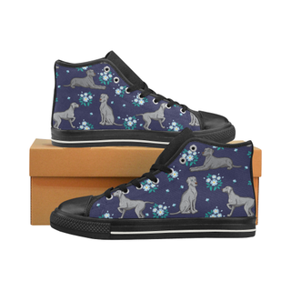 Coonhound Flower Black High Top Canvas Shoes for Kid (Model 017) - TeeAmazing