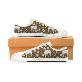 English Setter Flower White Women's Classic Canvas Shoes - TeeAmazing