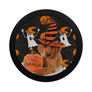 Golden Retriever Halloween ฺBlack Circular Plastic Wall clock - TeeAmazing