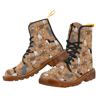 Cat Pattern Black Boots For Men - TeeAmazing