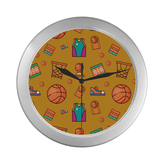 Basketball Pattern Silver Color Wall Clock - TeeAmazing