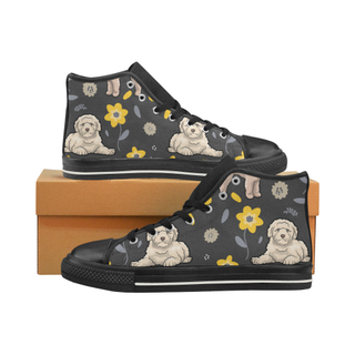 Goldendoodle Flower Black High Top Canvas Women's Shoes/Large Size (Model 017) - TeeAmazing