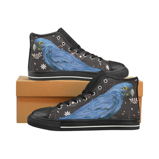 Hyacinth Macaw Parrot Black High Top Canvas Shoes for Kid - TeeAmazing