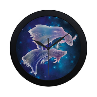 Pisces Black Circular Plastic Wall clock - TeeAmazing