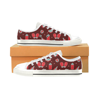 Boxing Pattern White Low Top Canvas Shoes for Kid - TeeAmazing