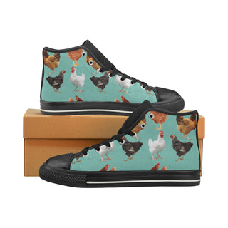 Chicken Pattern Black Women's Classic High Top Canvas Shoes - TeeAmazing