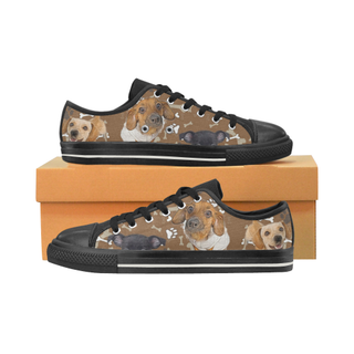 Chiweenie Pattern Black Low Top Canvas Shoes for Kid (Model 018) - TeeAmazing