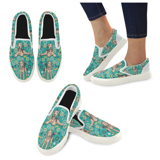 Airedale Terrier Pattern White Women's Slip-on Canvas Shoes - TeeAmazing