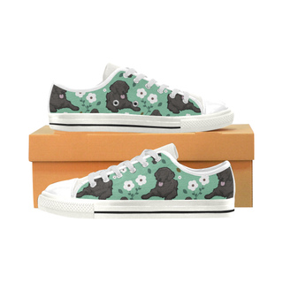 Curly Coated Retriever Flower White Low Top Canvas Shoes for Kid (Model 018) - TeeAmazing