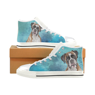 Boxer Water Colour White High Top Canvas Women's Shoes/Large Size - TeeAmazing