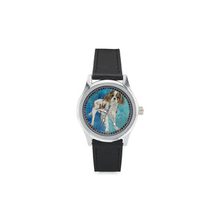 Cavalier King Charles Spaniel Water Colour No.1 Kid's Stainless Steel Leather Strap Watch - TeeAmazing