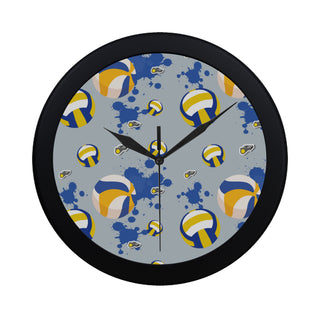Volleyball Pattern Black Circular Plastic Wall clock - TeeAmazing