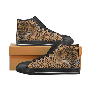 Leopard Black High Top Canvas Shoes for Kid - TeeAmazing