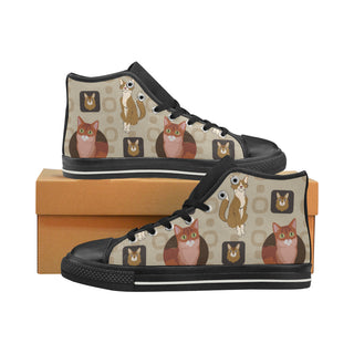 Somali Cat Black High Top Canvas Women's Shoes/Large Size - TeeAmazing