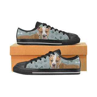 American Staffordshire Terrier Black Low Top Canvas Shoes for Kid - TeeAmazing
