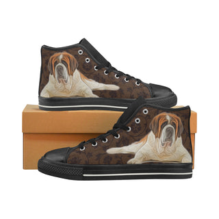 St. Bernard Lover Black Women's Classic High Top Canvas Shoes - TeeAmazing