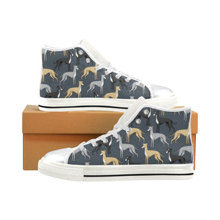 Greyhound White High Top Canvas Shoes for Kid - TeeAmazing
