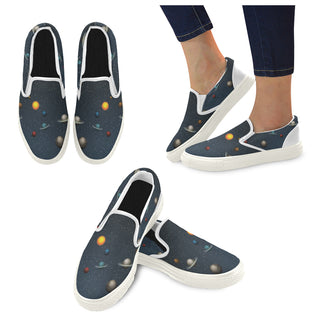 Planet Pattern White Women's Slip-on Canvas Shoes - TeeAmazing