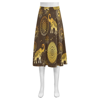 Elephant and Mandalas Mnemosyne Women's Crepe Skirt (Model D16) - TeeAmazing