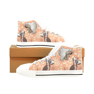 Chinese Crested Flower White Men’s Classic High Top Canvas Shoes /Large Size - TeeAmazing