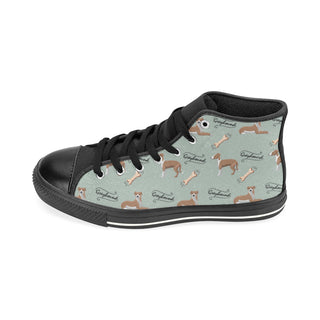 Greyhound Pattern Black High Top Canvas Shoes for Kid - TeeAmazing