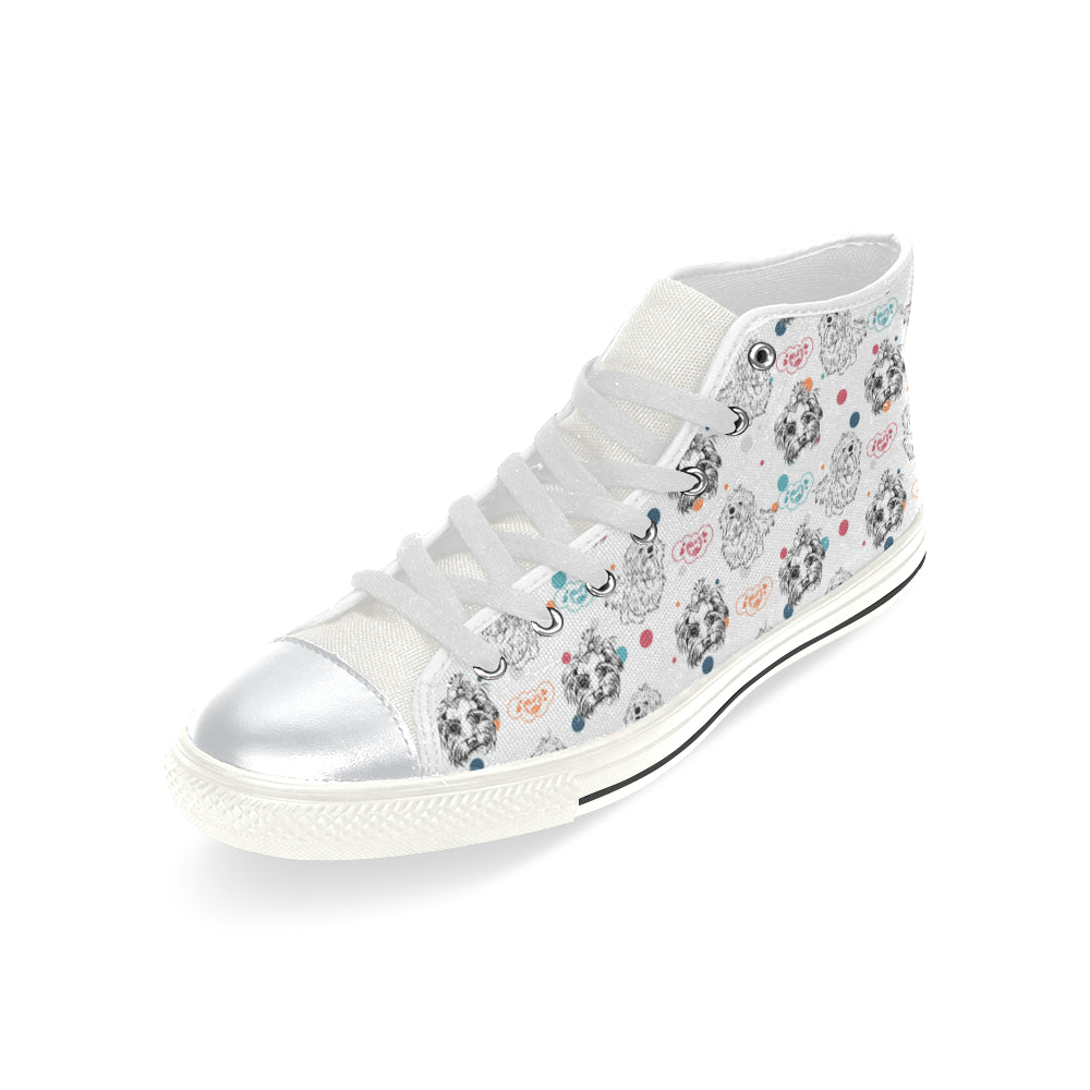 Maltese Pattern White High Top Canvas Women's Shoes/Large Size - TeeAmazing