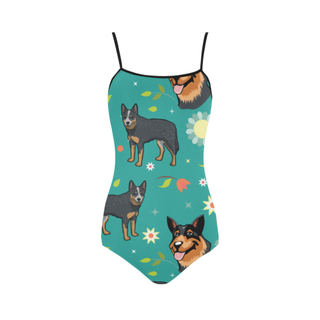 Australian Cattle Dog Flower Strap Swimsuit ( Model S05) - TeeAmazing