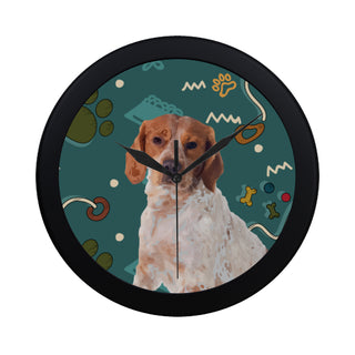 Brittany Spaniel Dog Black Circular Plastic Wall clock - TeeAmazing