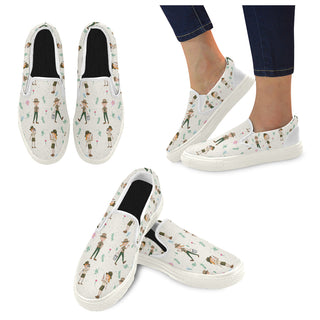 Zoo Keeper Pattern White Women's Slip-on Canvas Shoes - TeeAmazing