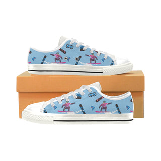 Snowboarding Pattern White Low Top Canvas Shoes for Kid - TeeAmazing