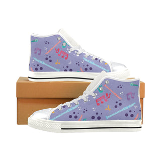 Flute Pattern White High Top Canvas Shoes for Kid - TeeAmazing