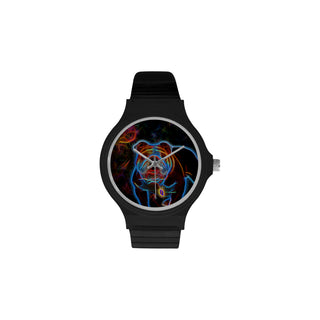 English Bulldog Glow Design 2 Unisex Round Plastic Watch - TeeAmazing