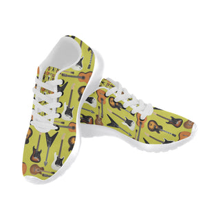 Guitar Pattern White Sneakers for Women - TeeAmazing