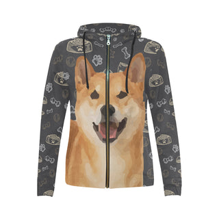 Shiba Inu Dog All Over Print Full Zip Hoodie for Women - TeeAmazing